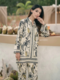 Yezwe floral print tunic with bottom Co-Ord Set in cream and black for stylish comfortable wear