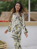 Yezwe Co-Ord Set featuring a floral print tunic with matching bottom in light colors