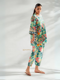 YEZWE Co-ord Set floral print tunic with matching bottom for comfortable stylish wear