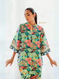 YEZWE floral printed tunic with bottom Co-ord Set featuring vibrant colors and relaxed fit