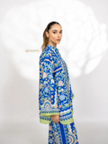YEZWE blue and green floral patterned Co Ord Set with long sleeves and matching pants