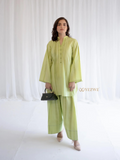 YEZWE Cotton Modest Co-ord Set in light green with long sleeves and wide-leg pants