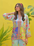 YEZWE Cotton Satin Co-Ord Set featuring a colorful floral tunic with matching bottoms