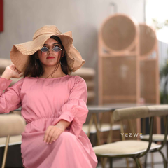 Yezwe elastic waist maxi dress in soft pink, perfect for casual outings and summer events