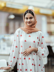 Yezwe embroidered kora fabric dress with heart patterns, perfect for casual and elegant occasions