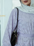 Yezwe embroidery hakoba light dress in lavender with elegant details and long sleeves