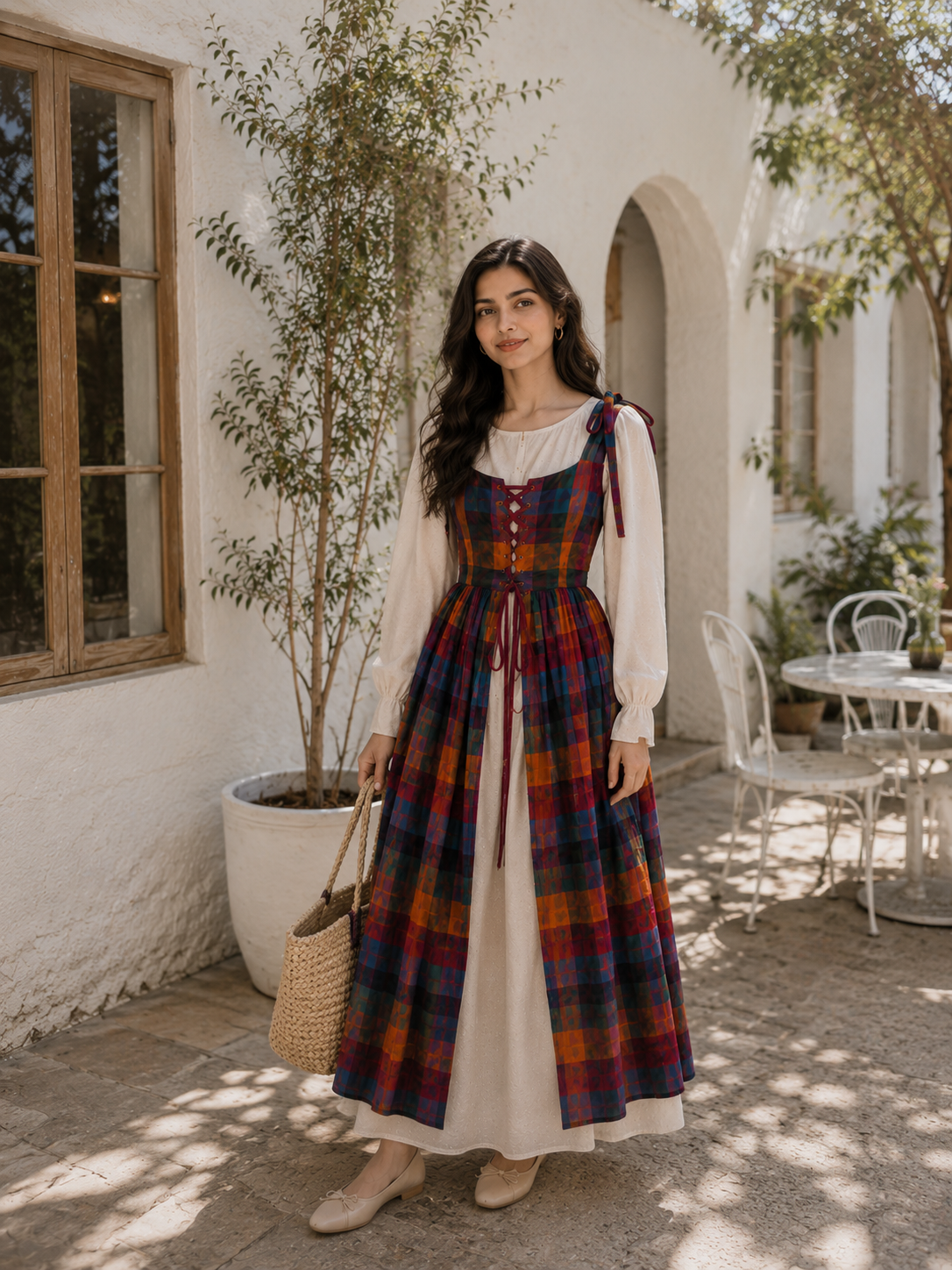 Yezwe Hakoba Dress with Madras Checks Layered Overdress INDIA featuring a colorful design and elegant silhouette