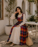 Yezwe Hakoba Dress with Madras Checks Layered Overdress featuring a cozy fit and stylish design