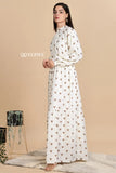 Stylish YEZWE ivory maxi dress modest wear with heart print and tiered design for elegant occasions