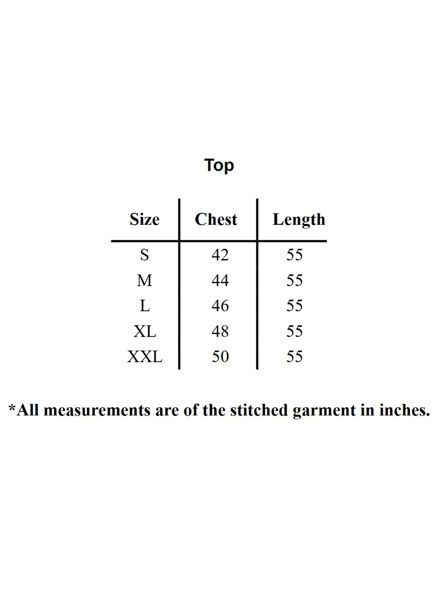 YEZWE Jalabiya Maxi Dress Size Chart with Chest and Length Measurements in Inches