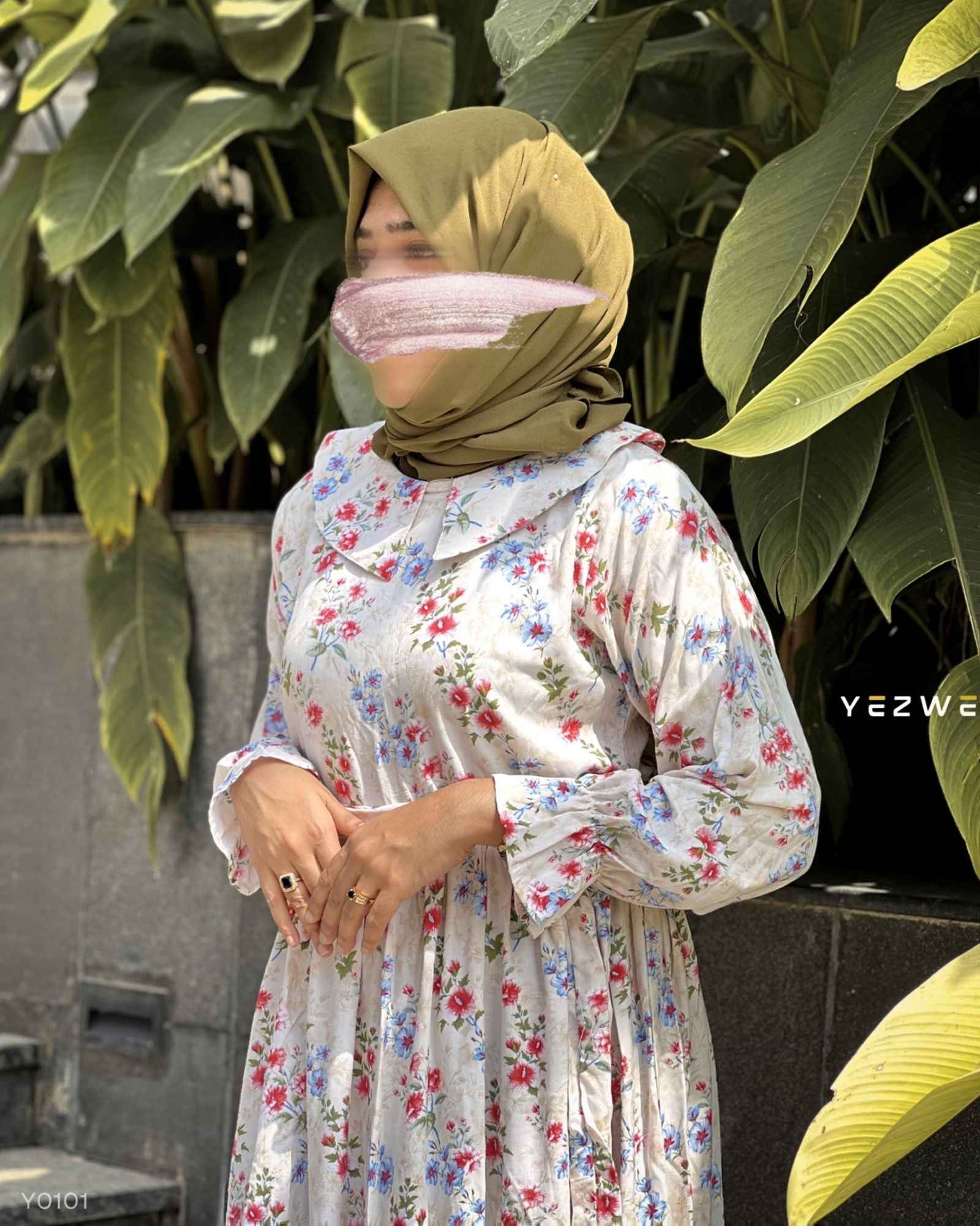 Yezwe long sleeve floral maxi dress featuring a delicate floral pattern and a flowing silhouette