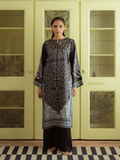 YEZWE Modest Co-Ord Set black and gray printed tunic with wide sleeves and black palazzo pants