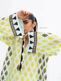 YEZWE Modest Co-ord Set featuring a yellow and black patterned top with wide cuffs and detailed trim