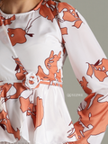 Yezwe Modest Co-ord Set featuring a floral design with long sleeves and a peplum waist detail