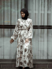 Yezwe modest floral maxi dress with long sleeves and a flowing design for elegant comfort