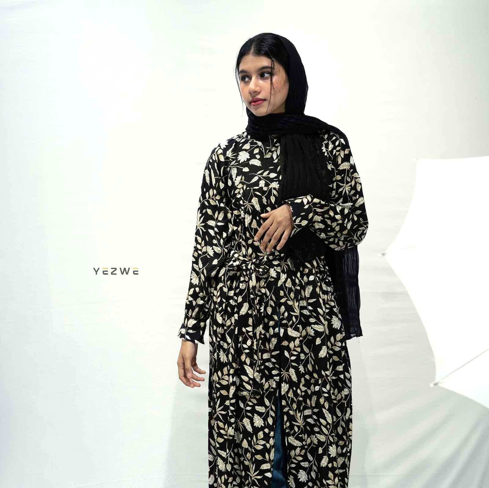 Modest floral maxi dress by Yezwe with elegant design and long sleeves