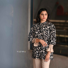 Yezwe modest floral print co-ord set featuring a stylish top and matching pants in a trendy design