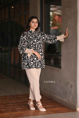 Modest floral print co-ord set featuring a stylish top and elegant pants from Yezwe