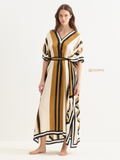 Stylish YEZWE Modest Kaftan with Bold Stripes and a Comfortable Fit for Elegant Looks