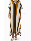 Stylish Modest Kaftan dress by YEZWE in geometric prints with a relaxed fit for casual elegance