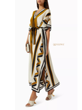 Stylish YEZWE Modest Kaftan with Bold Stripes and Adjustable Tie for Elegant Outings