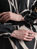 Yezwe Modest long Maxi Gown Dress with elegant sleeves and stylish tree print design