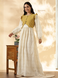 YEZWE Modest Maxi Dress with Ruffled Sleeves and Elegant Lace Detail for Stylish Comfort
