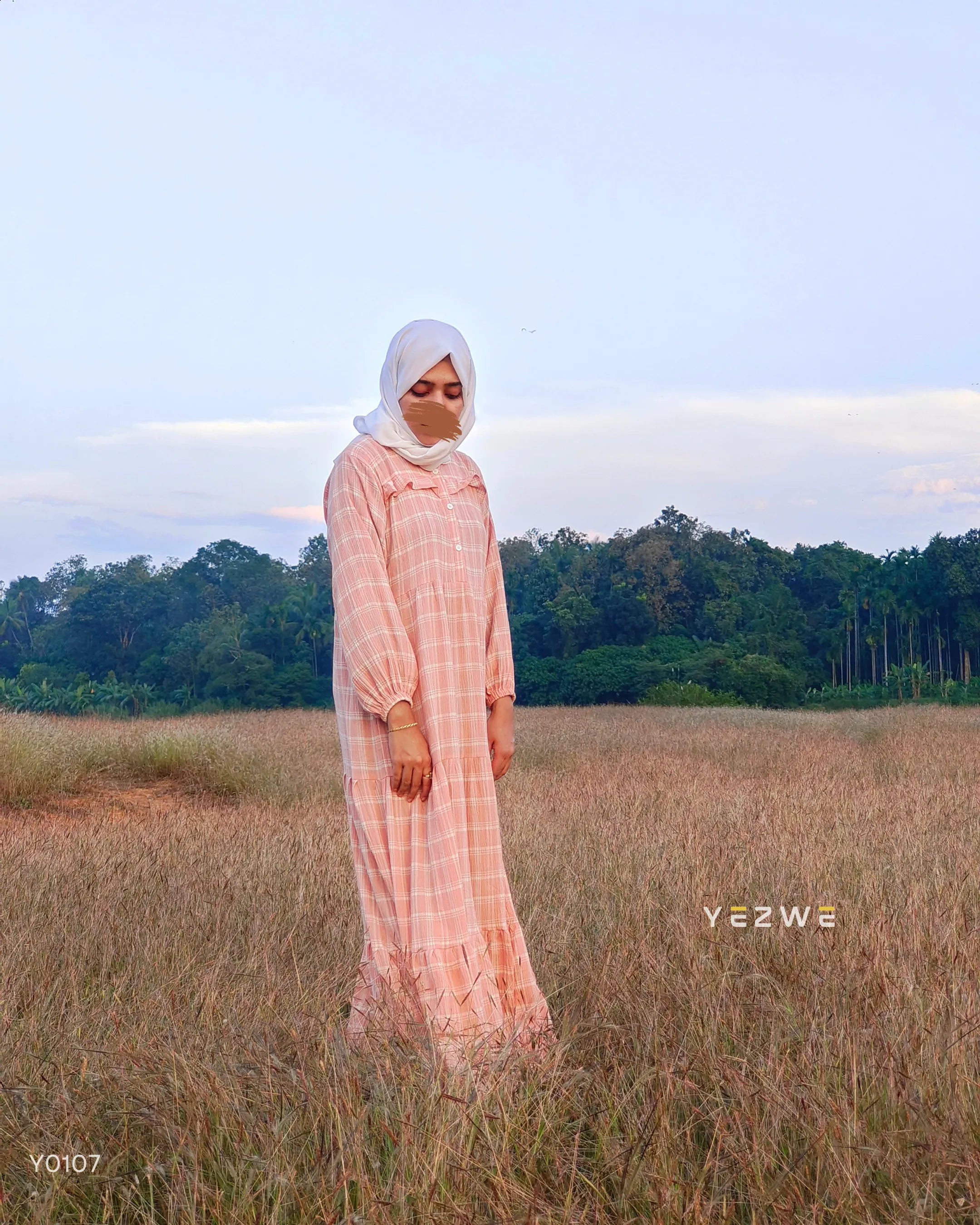 Yezwe Check Crush Oversize Maxi Dress - Modest Wear - YEZWE