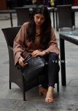 Yezwe Oversize Brown Crush Shirt - Crush Material Modest Wear