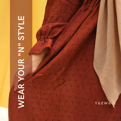 Yezwe Maxi Dress in Rust with Stylish Details for Modest Western Wear