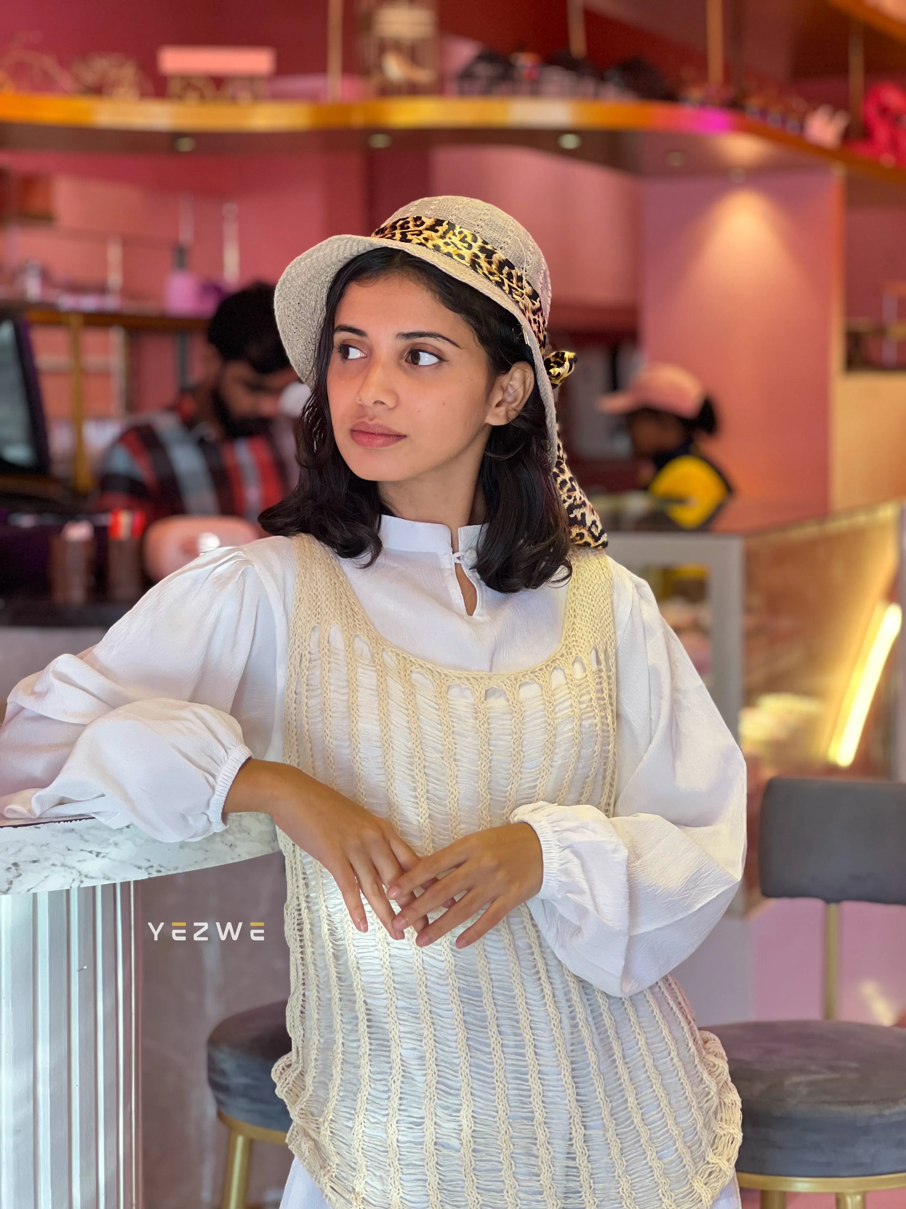 Yezwe Modest Women's Shrug in Cream with Stylish Loose Fit for Comfortable Layering