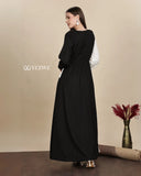 YEZWE monochrome maxi dress modest with long sleeves and elegant design perfect for any occasion