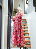 Yezwe rose floral maxi dress featuring a layered design, perfect for stylish summer occasions