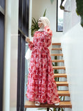 Yezwe rose floral maxi dress featuring a layered design, perfect for stylish summer occasions