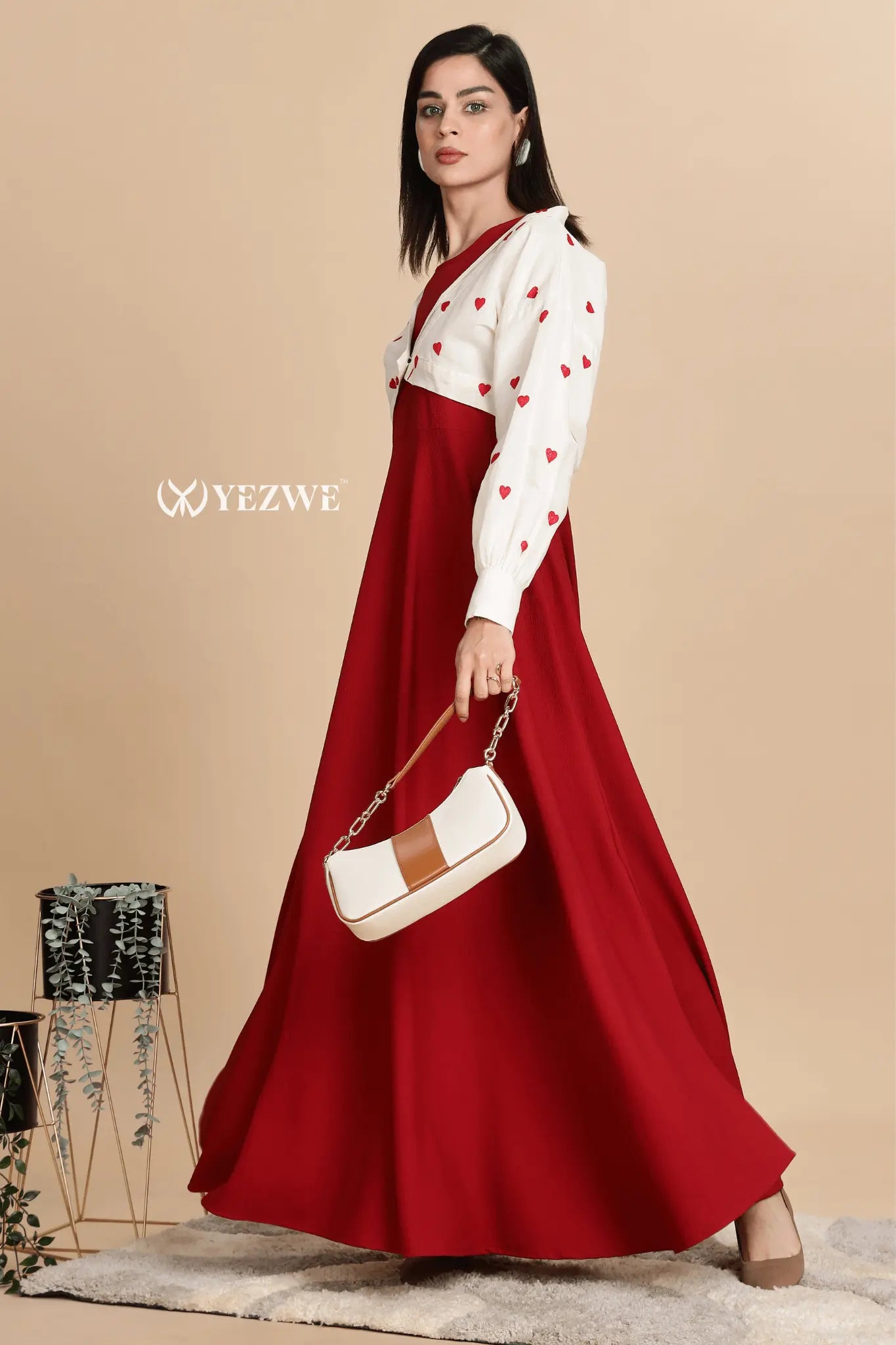 yezwe women knitted red maxi dress