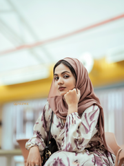 Yezwe maxi dress in wrinkle fabric modest wear with elegant floral design, perfect for stylish layering
