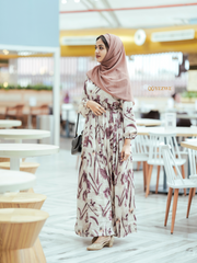 Yezwe Maxi Dress in wrinkle fabric modest wear with floral pattern, perfect for casual outings