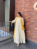 Yezwe Yellow Love Embroidered Kora Fabric Maxi Dress - Modest Wear